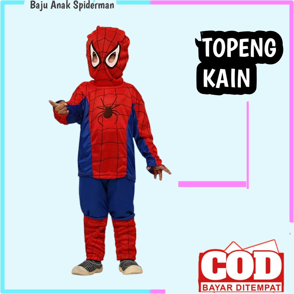 baju topeng kain spiderman anak