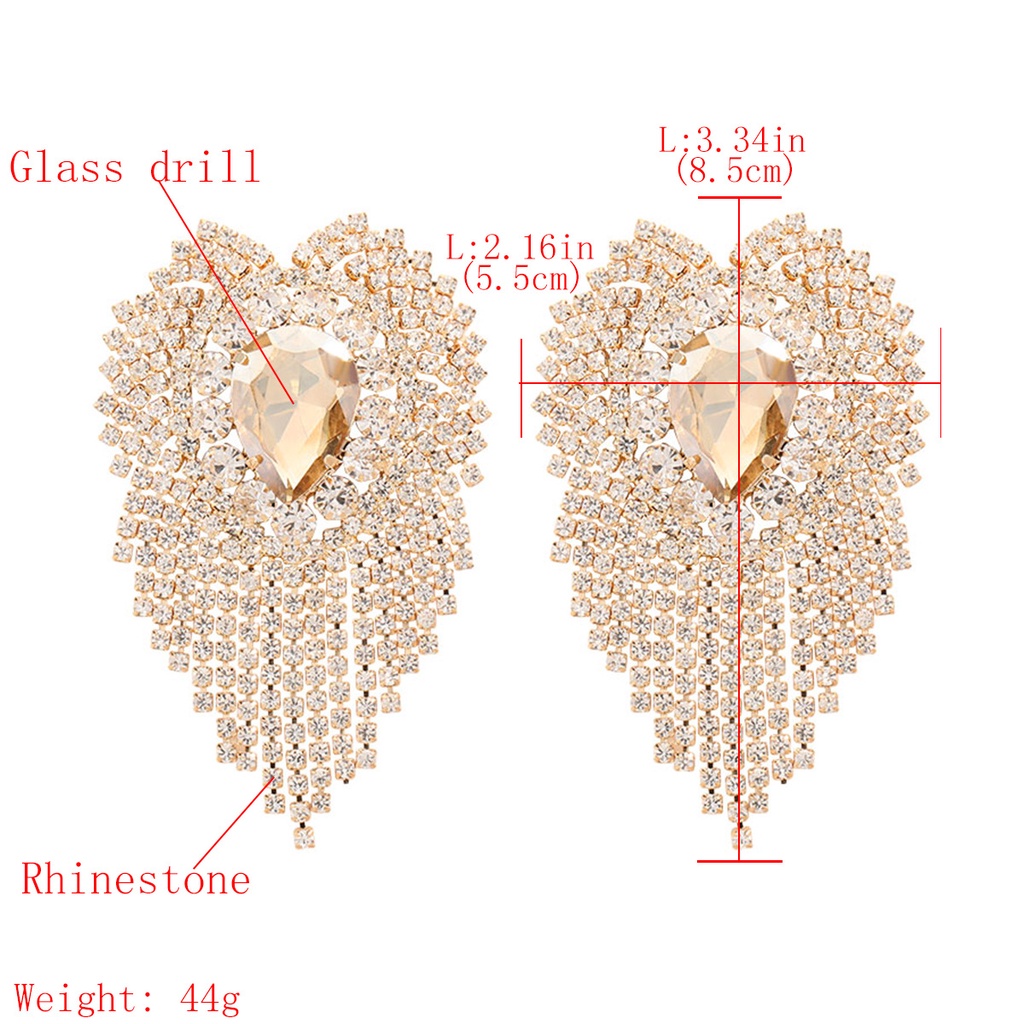 Anting Rantai Rumbai Berlian Bentuk Tetesan Air Untuk Wanita