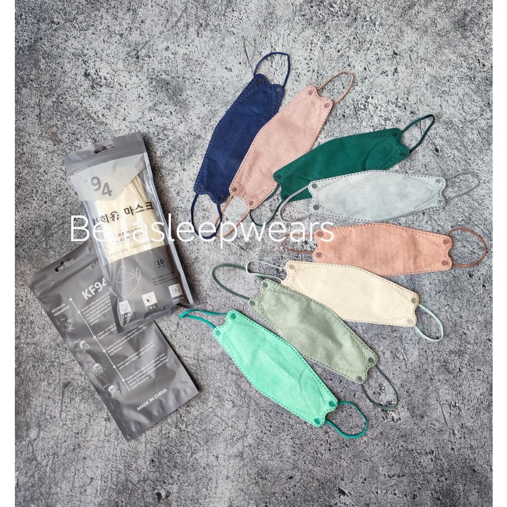 KF94 KOREA WARNA PACK ABU - MASKER KF94 KOREA 4PLY WARNA WARNI SENADA