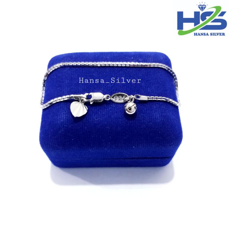 Gelang Perak Asli Silver 925 Lapis Emas Putih Model Italy Santa - Gelang Wanita Anti Karat