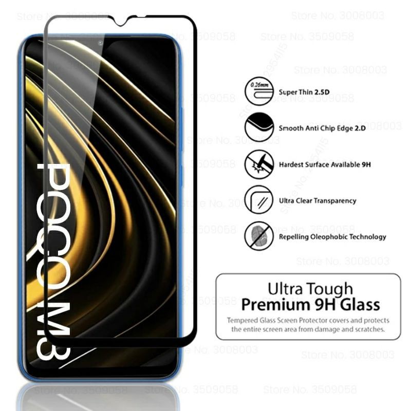 Paket 3in1 Tempered Glass Full POCO M3 Poco M3 Pro 5G Anti Gores Kamera Belakang Garskin Carbon Skin