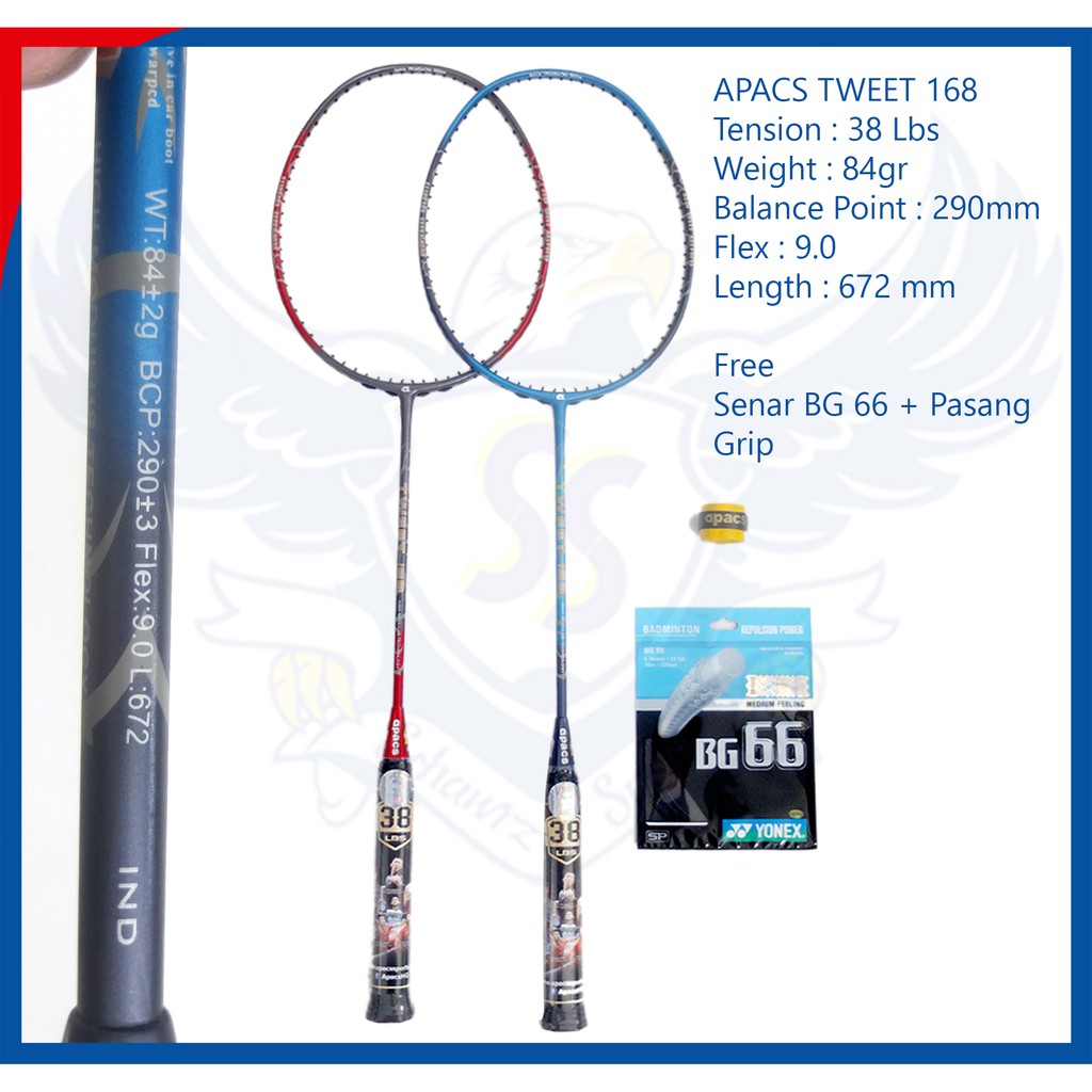APACS TWEET 168 - 38Lbs Raket Badminton Original