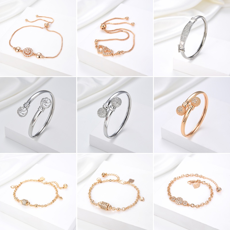 gelang titanium wanita anti karat emas muda couple pasangan sahabat inisial bestie silver asli rantai selamanya korea murah rantai 54-71b