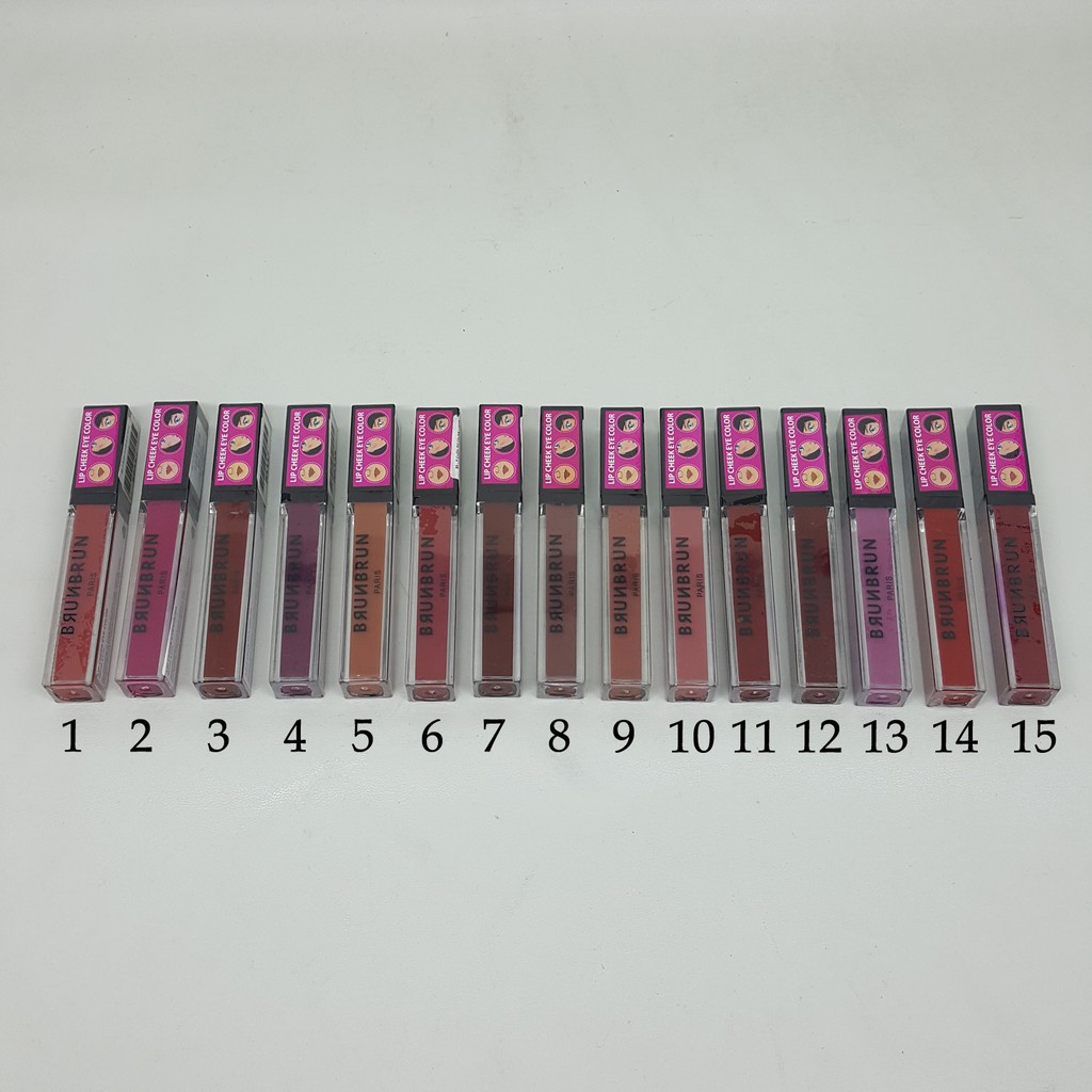 BrunBrun Paris Lip Cheek Eye Color - Lipstik 3in1 - Dazzled / Crave / Exposed / Spicy / Seduce / Luster/ Peril / Civilized / Jetset / Classical / Innocent / Elite - BBLCEC