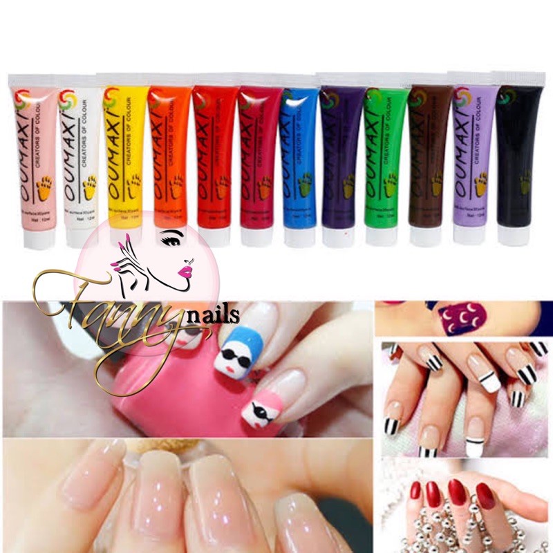 Acrylic painting nail oumaxi cat akrilik 12 warna nail paint acrylic water color