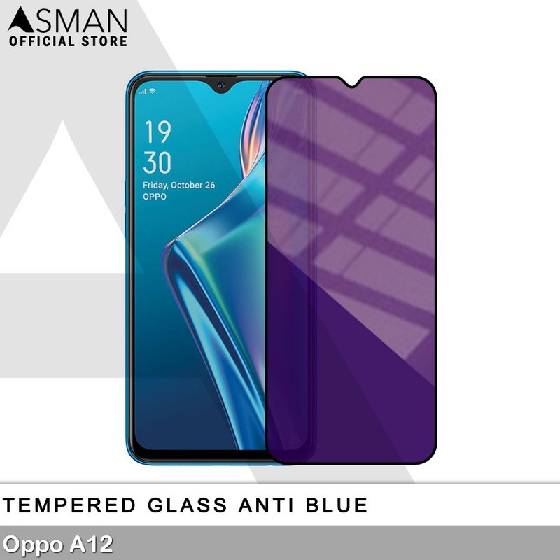 Tempered Glass Blue Light Full Lem OPPO A12 Anti Radiasi