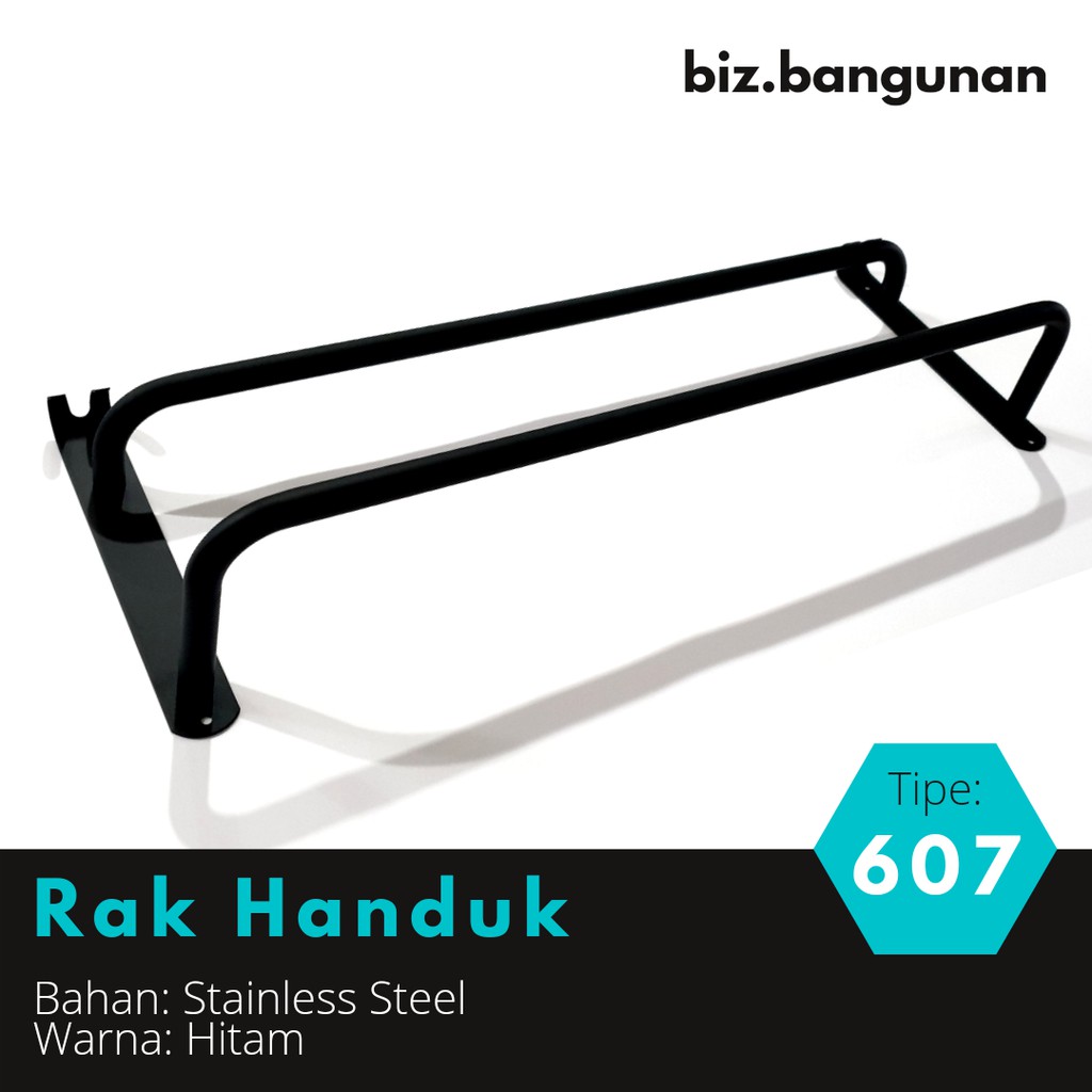 GANTUNGAN BAJU STAINLESS 607 HITAM - RAK HANDUK KAMAR MANDI