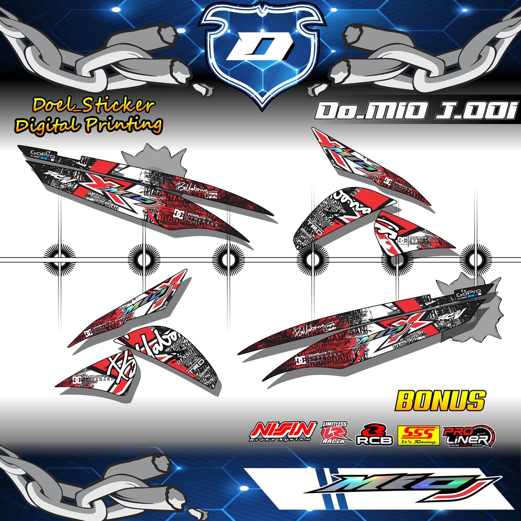 STRIPING MIO J - Stiker Motor Mio J Sticker MioJ LIST VARIASI RACING HONNIGAN 001A