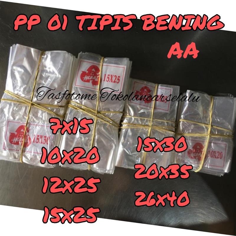 kantong plastik pp tipis bening 20x35 26x40 aa tebal 01 10 mic micron fotokopi tahu jajanan pasar ka