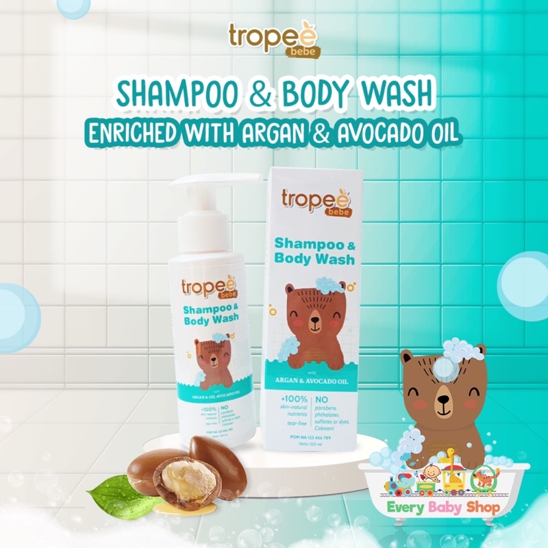 TROPEE BEBE Body Wash / 2in1 Shampoo &amp; Body Wash 100ML Sabun Mandi Shampo Bayi Anak Tidak Pedih di Mata HALAL BPOM ORI ASLI