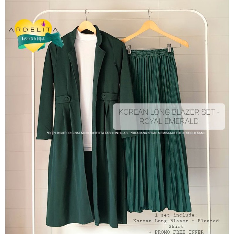 [ PROMO FREE INNER ] KOREAN  LONG  BLAZER  LYLAC  SET ROK  PREMIUM.  TERKEREN  TERBAIK  DIJAMIN JATUH CINTA