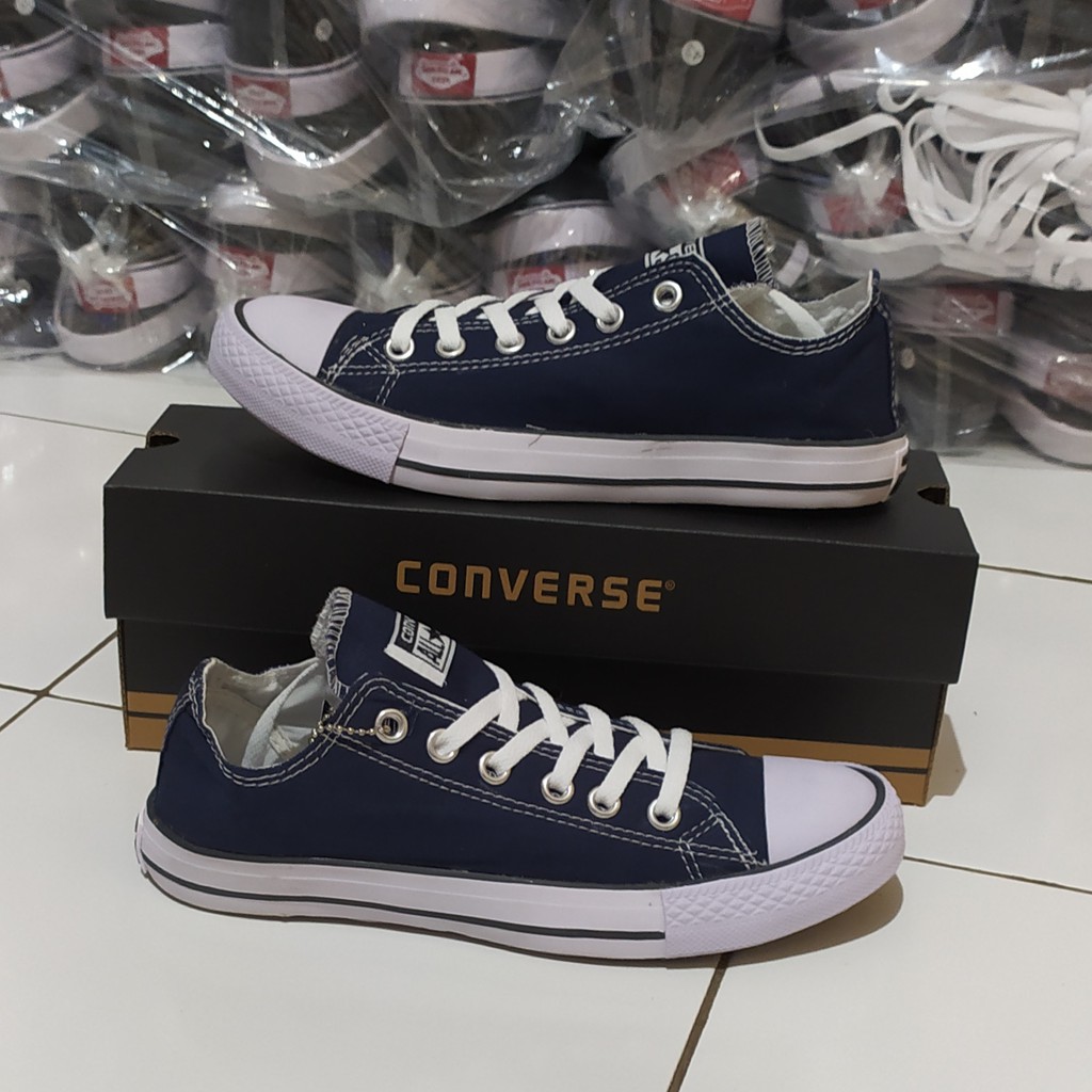 BISA COD SEPATU CONVERSE LOW  ALL STAR PENDEK PRIA WANITA NAVY FREE BOX