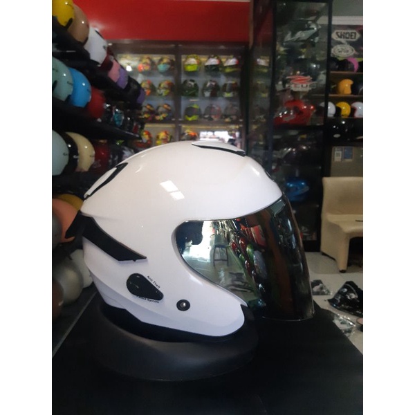 KYT Kyoto R Solid White / Kyoto R Putih Original kyt-+Visor gold+spoiler