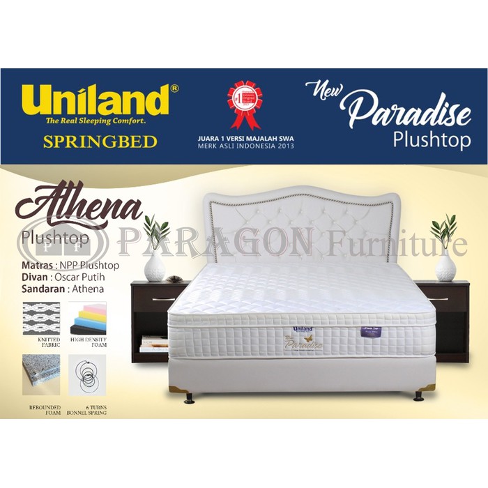 Spring bed Paradise PT 180x200 Athena putih set - Uniland