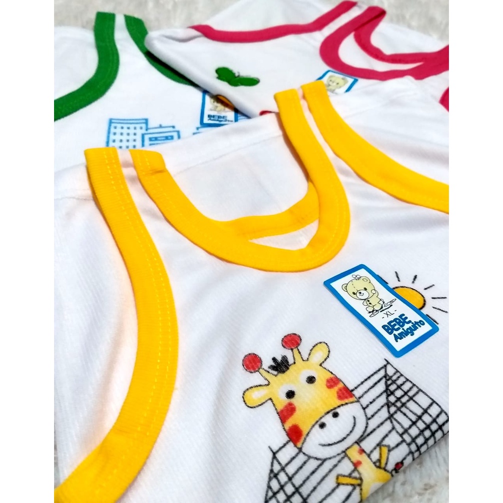 BEE - Kaos Dalam BEBE - Singlet Anak Laki Laki / Perempuan - Warna Putih List Warna - Bergambar