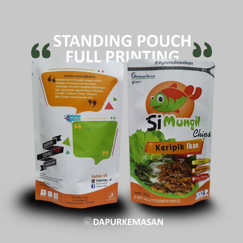 Cetak kemasan Standing Pouch Full Printing (14 x 23)