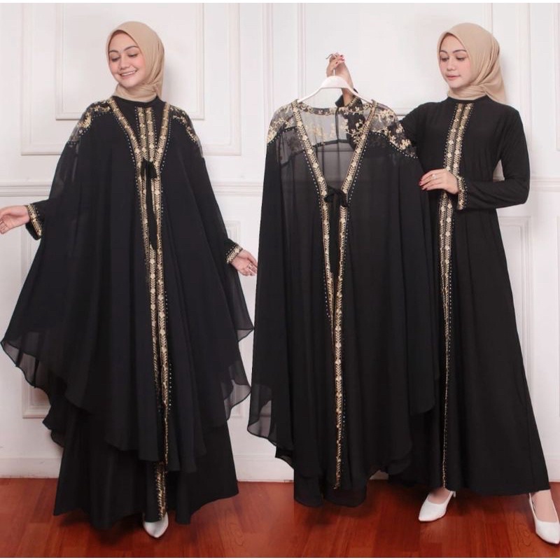 GAMIS ABAYA TURKEY 2 IN 1 ORGANDI CERUTY MIX JERSEY KOREA / GAMIS ABAYA TURKEY / GAMIS ABAYA TURKEY 