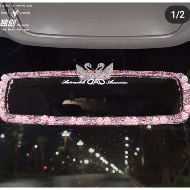 Spion mobil 2 angsa bling diy kaca spion mobil swan blink bunga