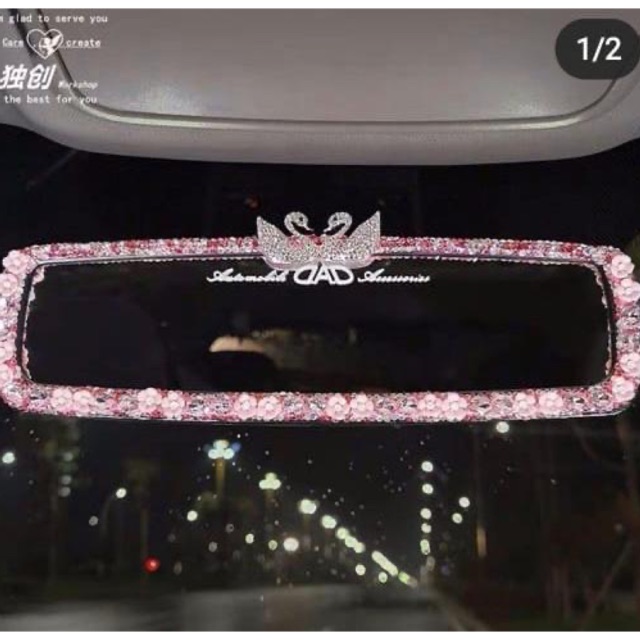 Spion mobil 2 angsa bling diy kaca spion mobil swan blink bunga