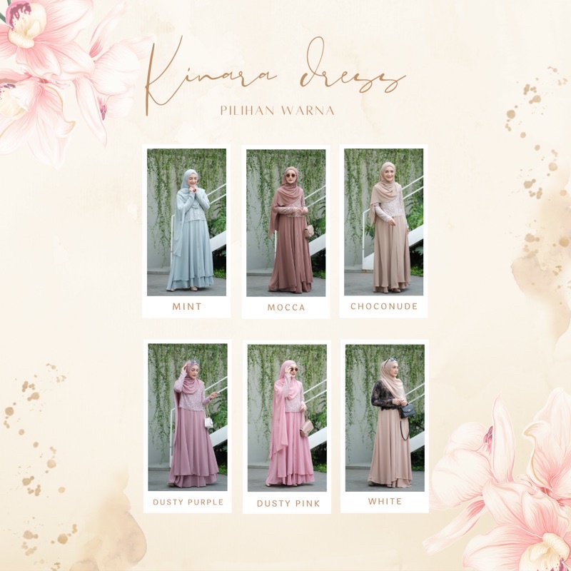 GlizHijab | Kinara Dress | Sarimbit 1 Set Gamis & Pashmina Bahan Babydoll Baju Kondangan Wanita Brokat Size XS - JUMBO-5