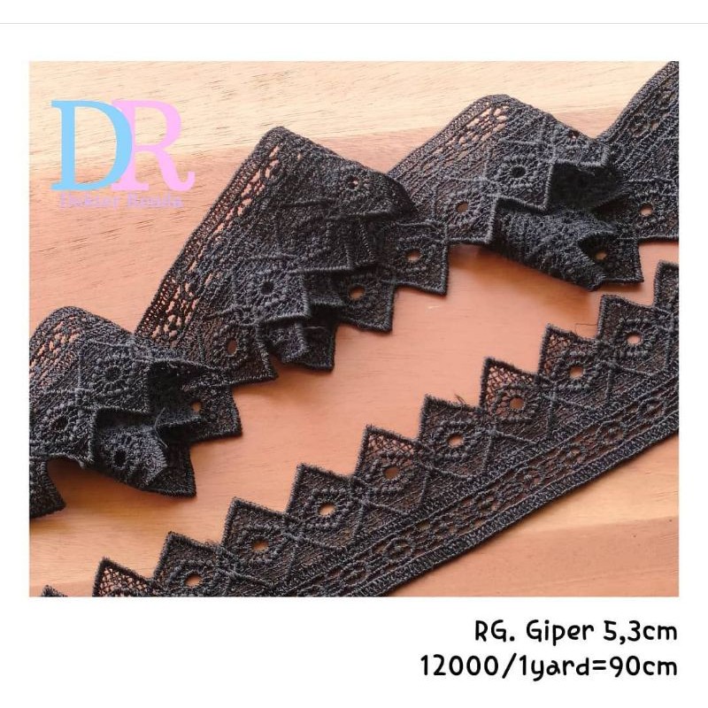 renda giper hitam 5,3cm