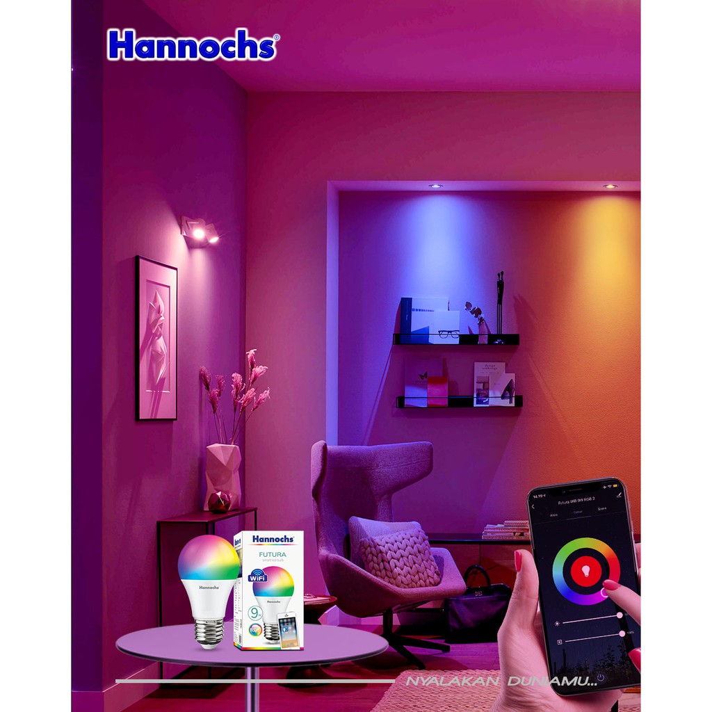 Hannochs Lampu multicolour Wifi 9W RGB