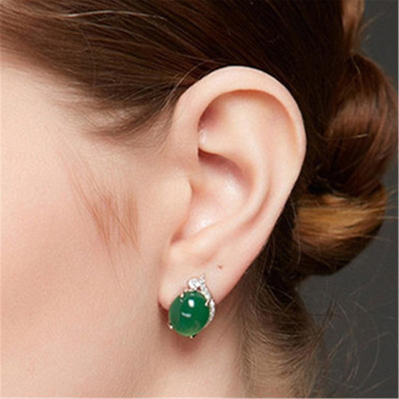 Anting Tusuk Gantung Desain Daun Warna Hijau Gaya Trendy Cantik Untuk Wanita