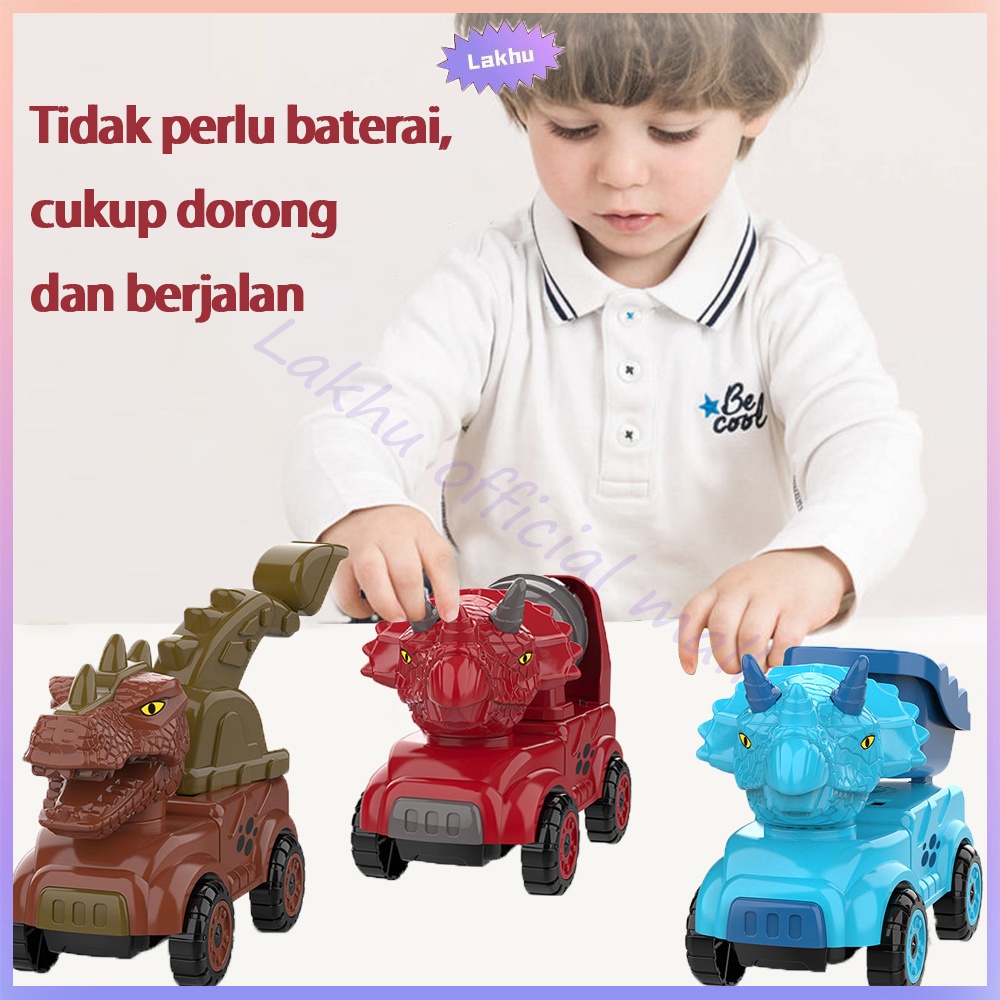 Lakhu mainan anak mobil dinosaurus mainan mobil mobilan dorong