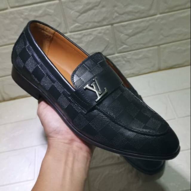 Sepatu pria pantofel lv mirror quality motif damir sepatu kerja kantor