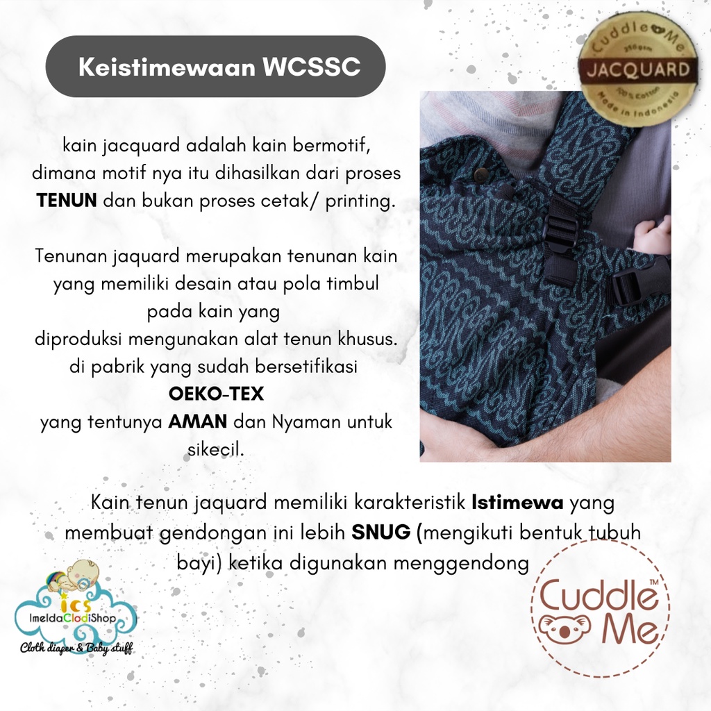 WCSSC Ultimo Cuddle Me SSC hipseat baby carrier Tenun Jaquard gendongan M shape