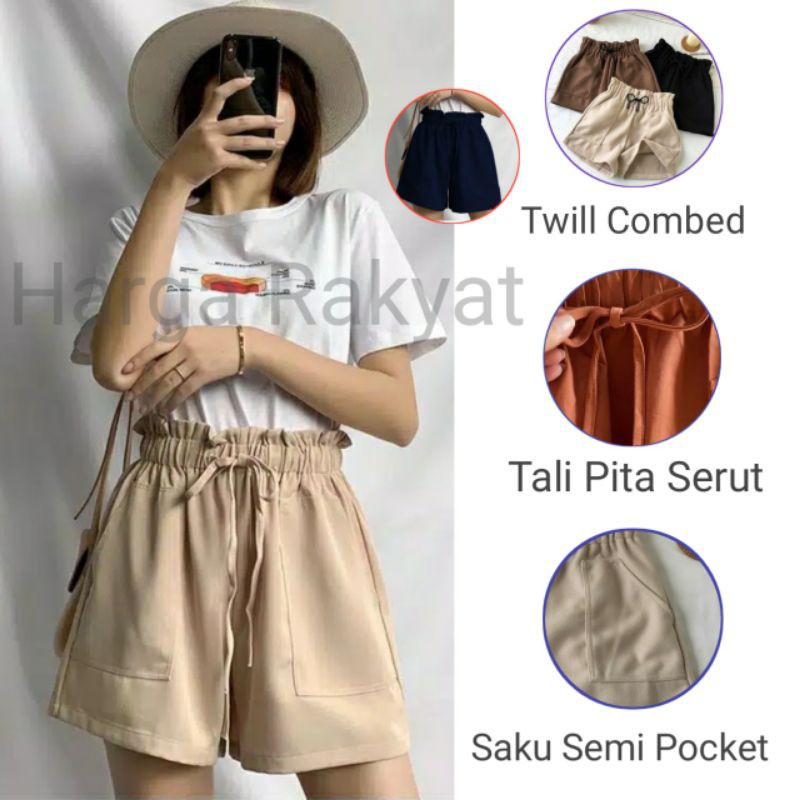 Ovala Hotpants Twill Combed Tali Serut / Ovala Hotpants / Lalisa Hotpants