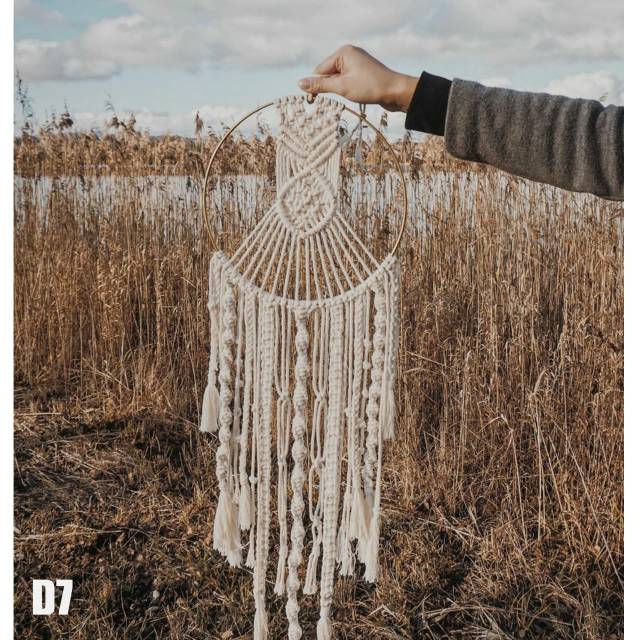 Dream catcher macrame bulat hiasan dinding