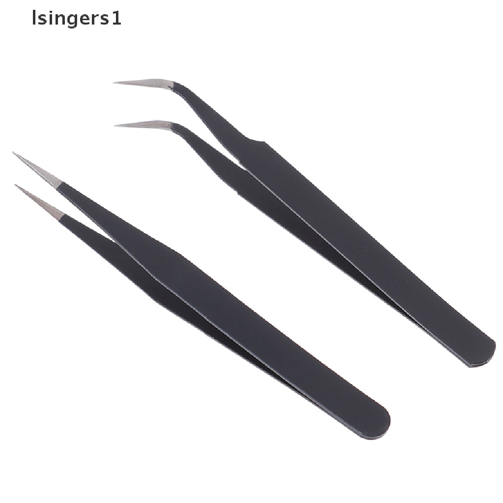 (lsingers1) 1pc Pinset Ujung Lurus / Lengkung Bahan Stainless Steel