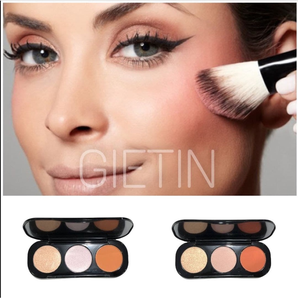 ASK GIETIN 3 COLORS DAZZLING BLUSH ON AND HIGHLIGHTER PALLETE FACE HIGHLIGHTER POWDER BPOM GT07