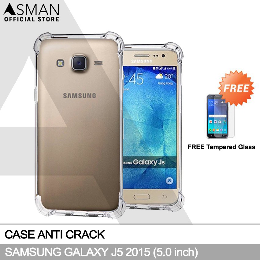 Anti Crack Samsung Galaxy J5 2015 / J500 (5.0&quot;) | Soft Case Anti Bentur + FREE Tempered Glass