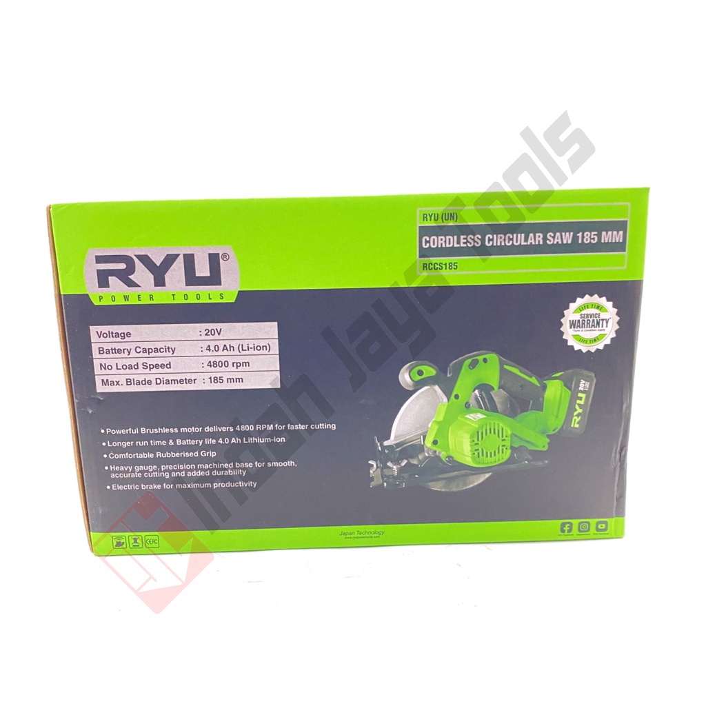 RYU RCCS185 CORDLESS Circular Saw Mesin Gergaji Potong Kayu Baterai Sirkel