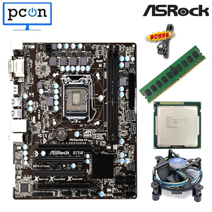 Paket Mainboard LGA 1155 B75 Asrock dan Processor I5 2320 RAM 4GB