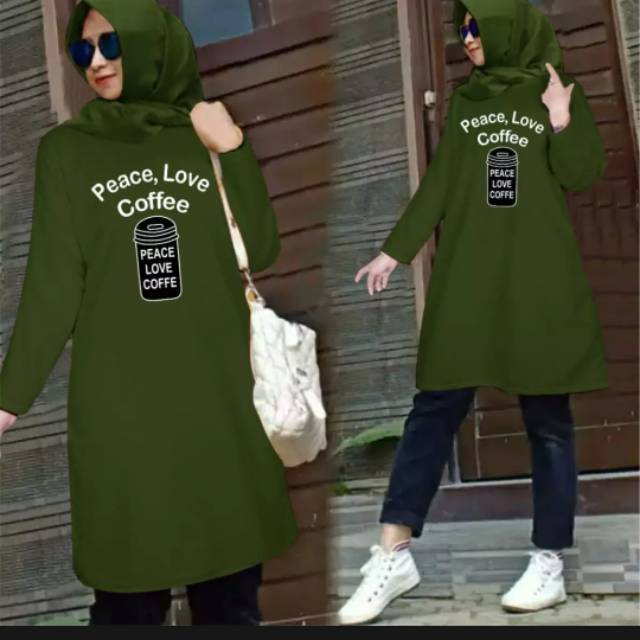 COD TUNIK FASHION MUSLIM PEACE LOVE ATASAN MUSLIM WANITA