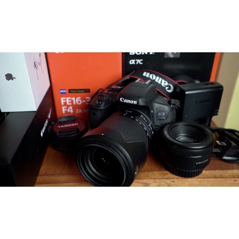 CANON EOS 750d BEKAS MASIH JOSS BONUS LENSA THAMRON DAN LENSA FIX
