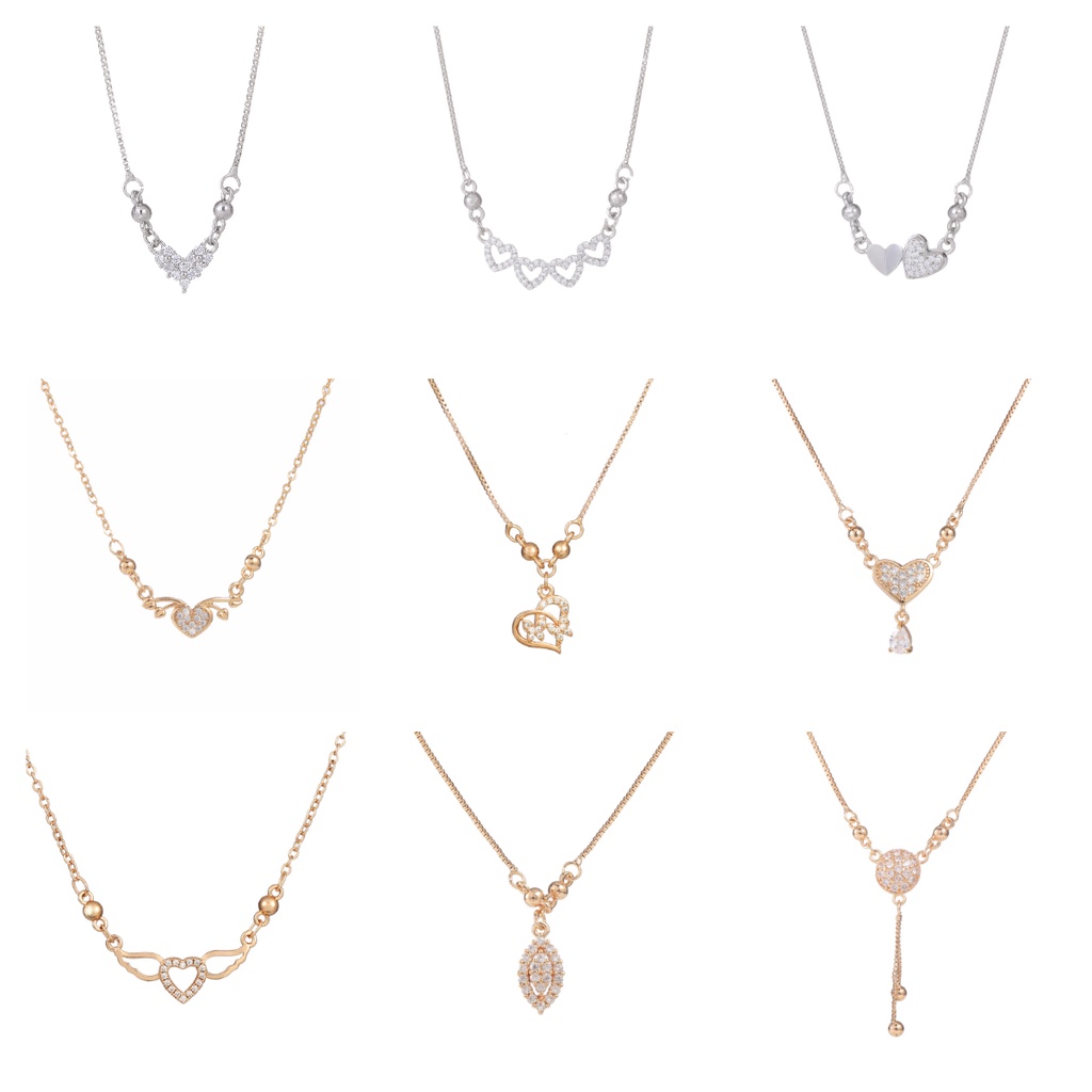 D.G.C ✅✨COD Kalung Titaniun Wanita Permata Perhiasan Aksesoris Perak Lapis Alloy Emas Muda Love Korean Murah