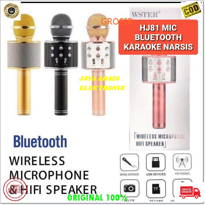 J122 MIC MIK BLUETOOTH MUSIK USB MP3 SMULE KARAOKE NARSIS ECHO MUSIC MICROPHONE VOCAL KTV CAS CASAN BLUETOTH MIK WIRELESS MAGIC KARAOKE NARSIS USB MP3 SMULE AUDIO WIRELESS ECHO LAMPU LED BISA ADA OUTPUTNYA UNTUK KE SPEAKER BESAR