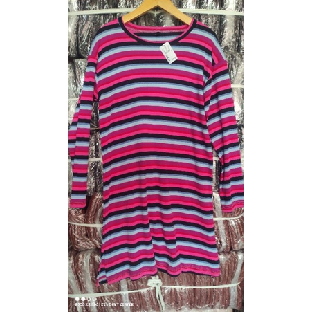 TUNIK KAOS STRIPE WANITA / RIB KATUN