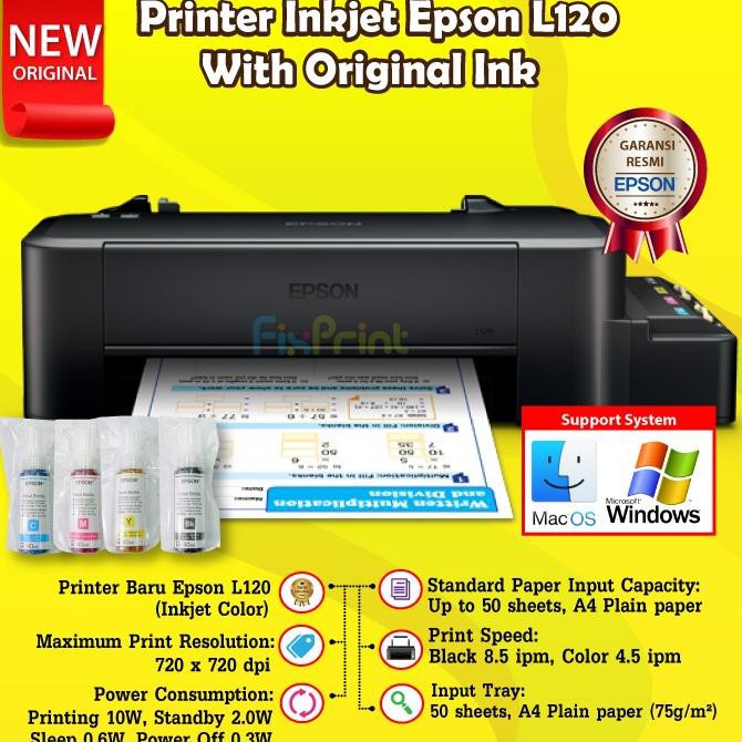 Jual Epson Printer L120 Hitam Print Warna Infus Modif Inktank Pabrik