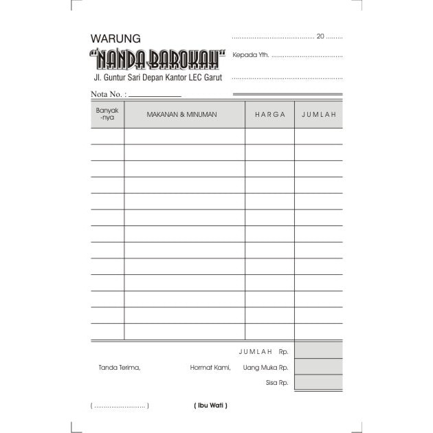 

DISKON Cetak Nota / Bon / Surat Jalan / Invoice Ukuran 1/4 Folio (2ply)