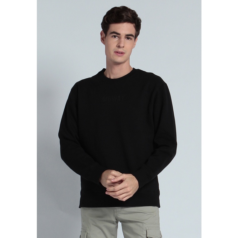 MGWay Sweater Crewneck Hitam Pria Mgee Original Nagato C001 Black