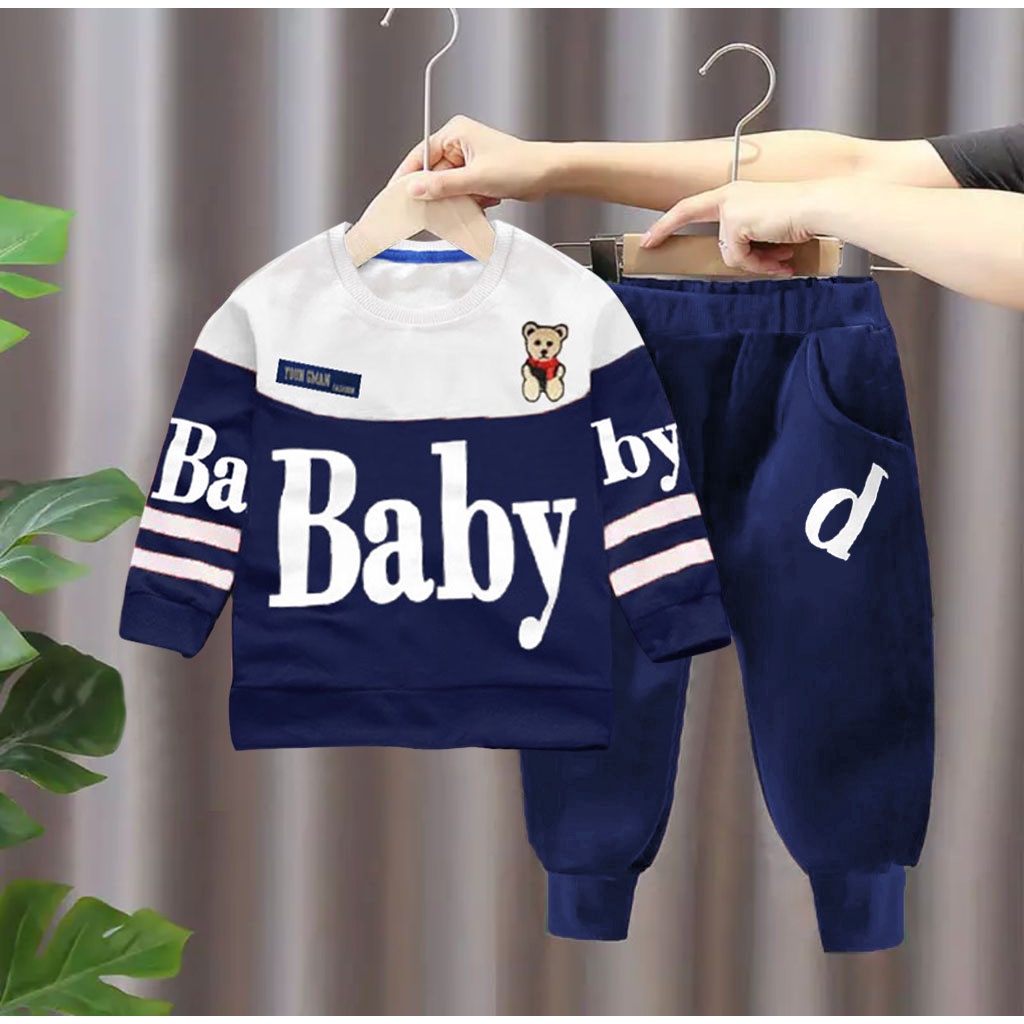 SETELAN SWEATER BABYTERRY SETELAN ANAK LAKI LAKI PEREMPUAN 1-5 TAHUN SWEATER ANAK UNISEX MOTIF BABY BISA PILIH WARNA