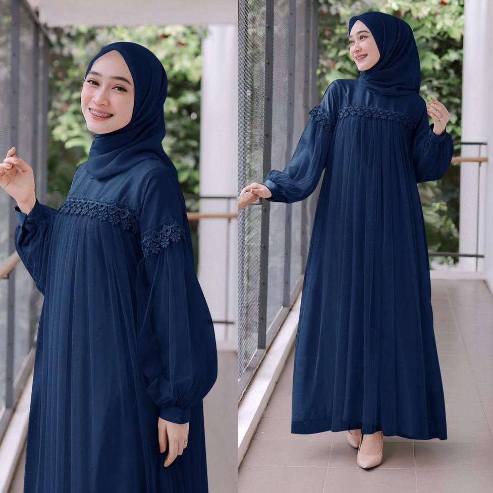 Baru.. MAXI DRESS PANJANG NURAINI | GAMIS MUSLIM MURAH PEREMPUAN BROKAT TILE CANTIK RENDA IMPORT TER