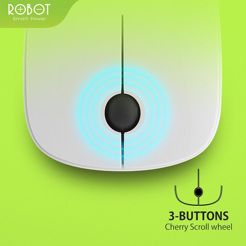 Mouse Wireless ROBOT M220 2.4GHz Optical 1600DPI dengan Receiver USB untuk PC Laptop Original Pink