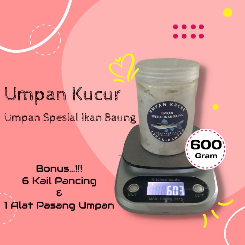 Kucur - Umpan Spesial Ikan Baung || 600 Gram || Bonus 6 Kail + 1 Alat Pasang Umpan