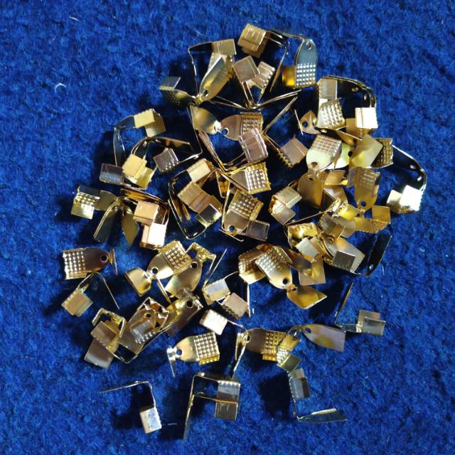 Klep Bulu Stopper Tali  Gold 5mm per 50pcs